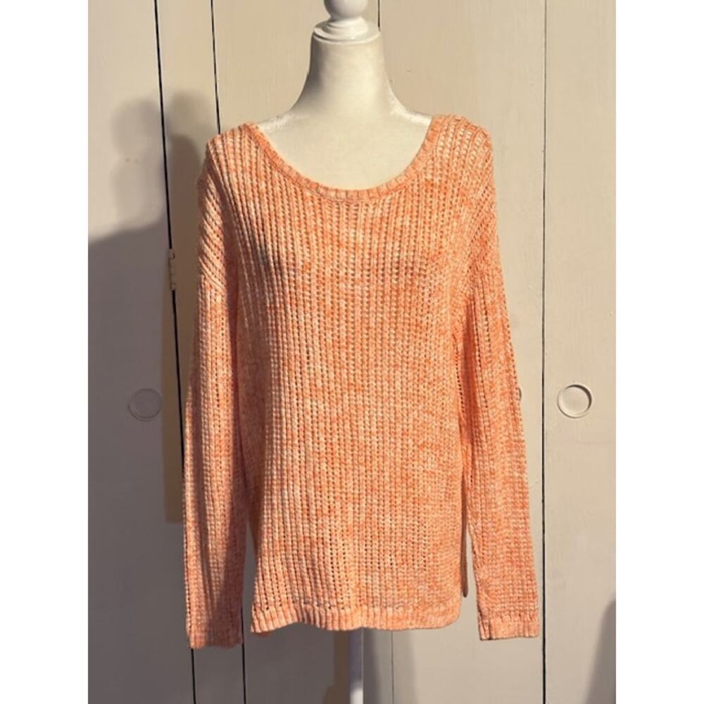 Talbots Size Large Women's Loose Knit Tunic Style Sweater in Peach 100%‎ Cotton